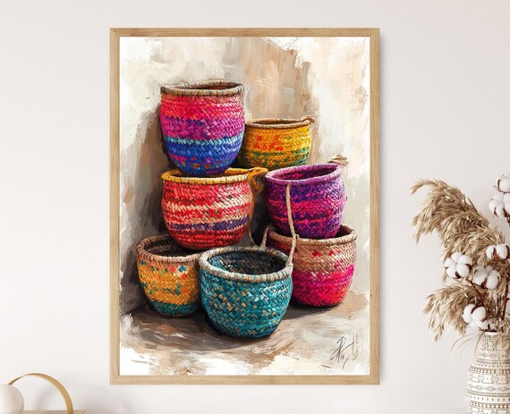 Swazi Woven Basket Art Print African Craft And Heritage