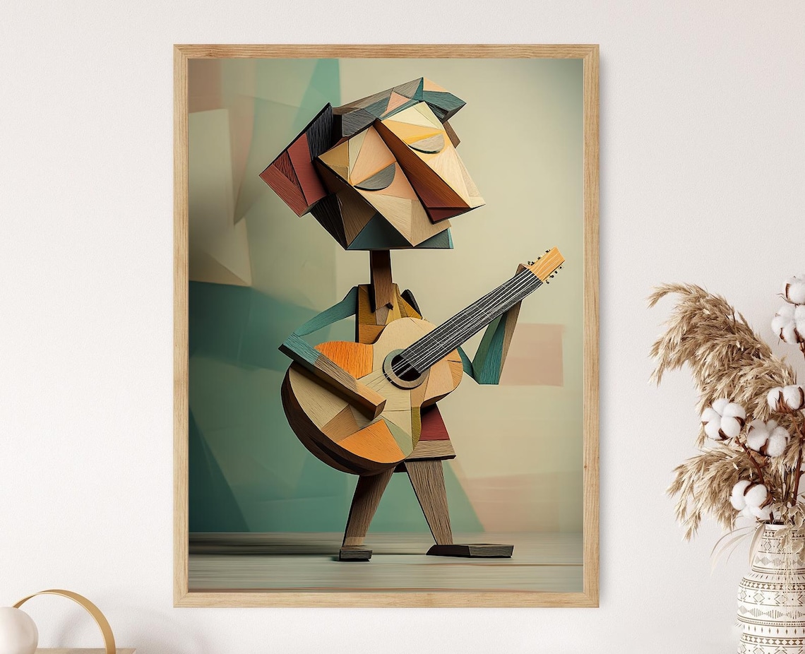 Picasso-Inspired Abstract Guitarist Art Print