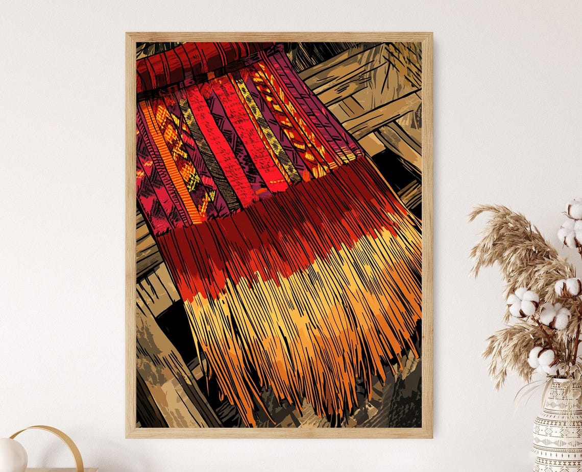 Tnalak Weaving Art Print Tboli Tribe Geometric Patterns