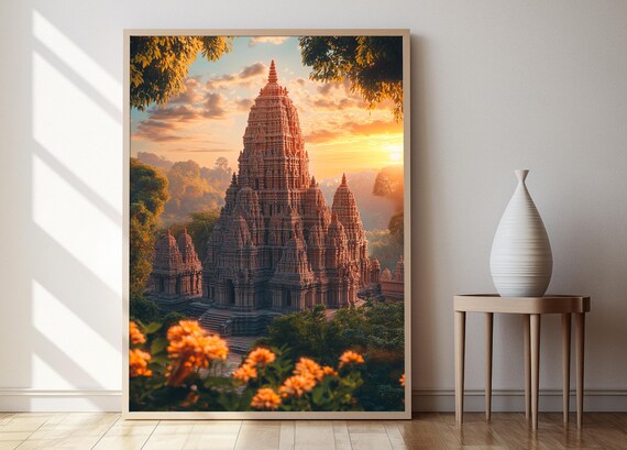 Khajuraho Temples Indian Stone Carving Travel Poster