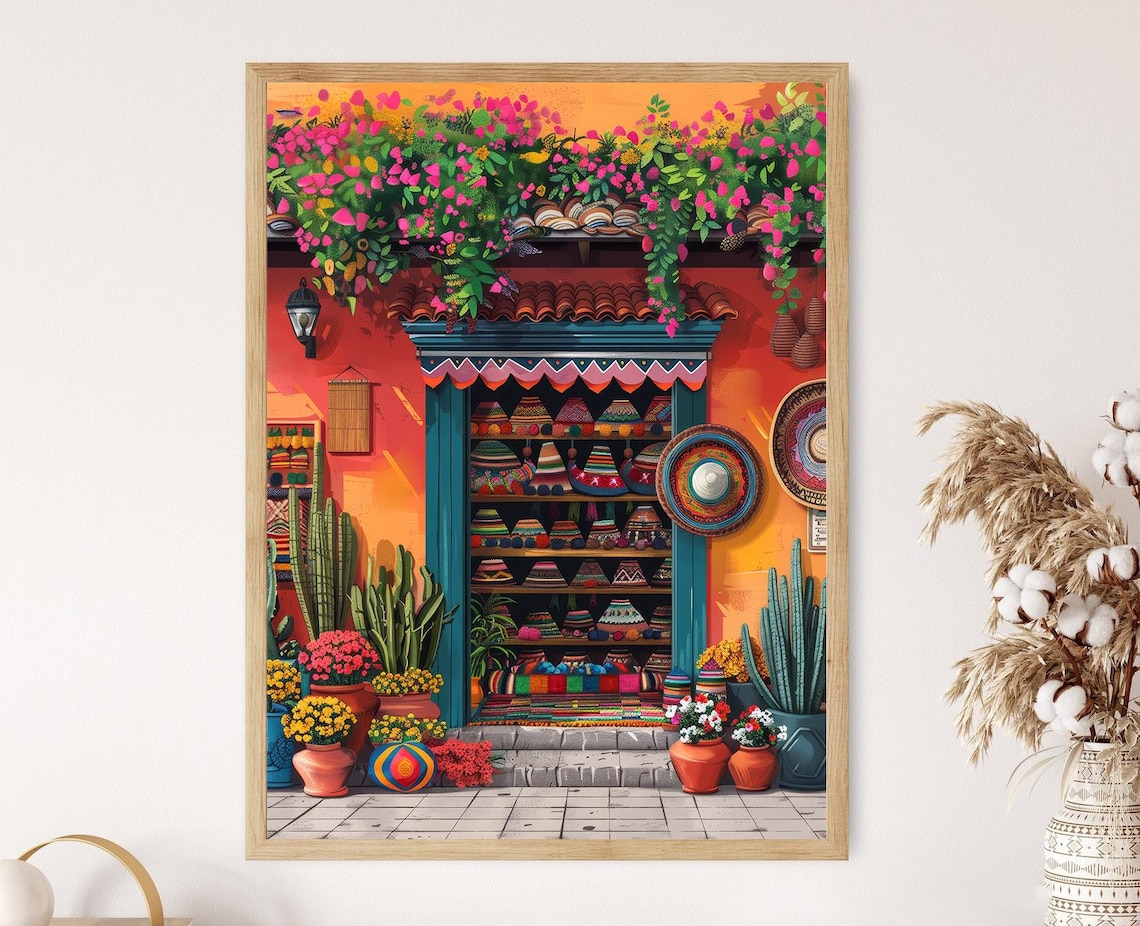 Guatemala Souvenir Shop Vibrant Village Art Print