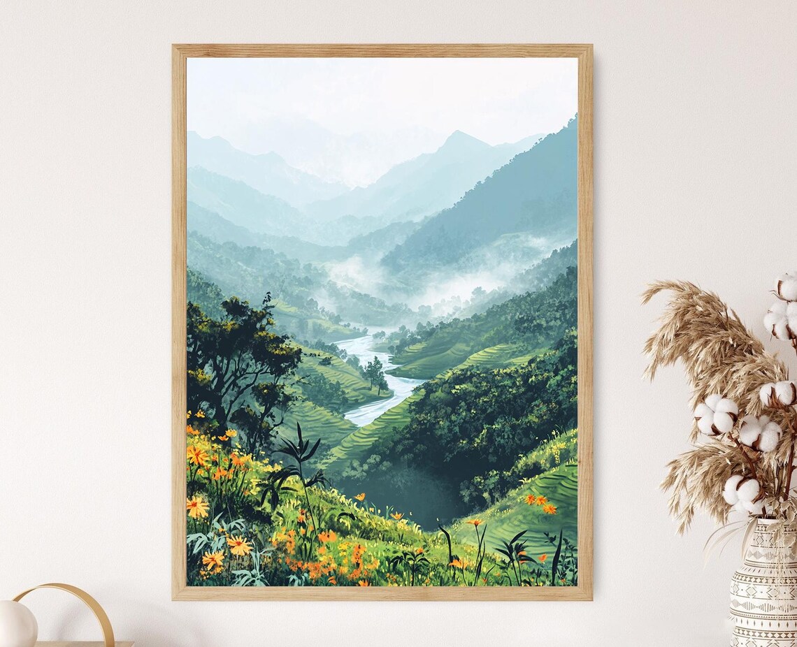 Jaflong Valley Art Print Sylhet Tea Gardens And Misty Hills