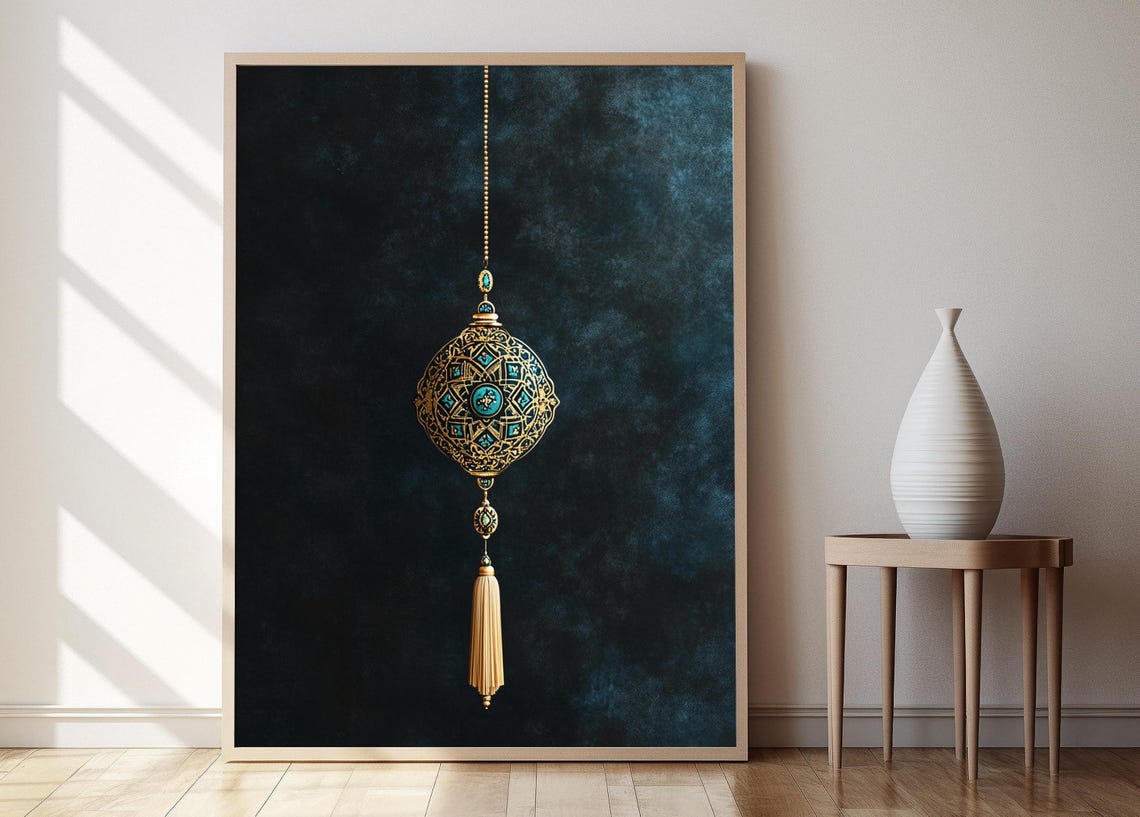 Islamic Star Pattern Hanging Ornament Art Print Cultural Decor Poster