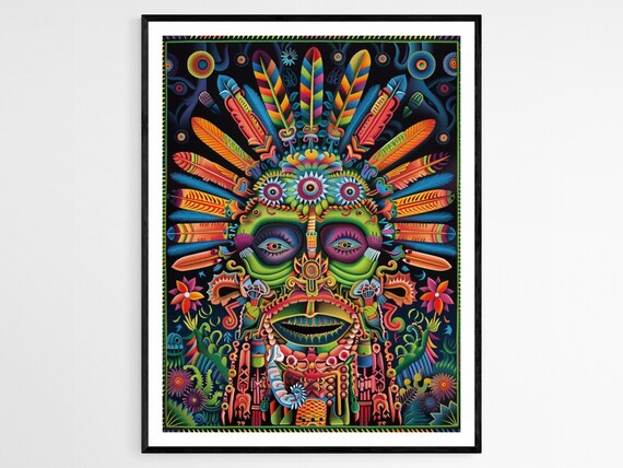 Huichol Style Art Print Mexican Craftsmanship Designer Home Art Luxury Gift Idea