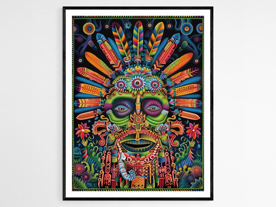 Huichol Style Art Print Mexican Craftsmanship Designer Home Art Luxury Gift Idea