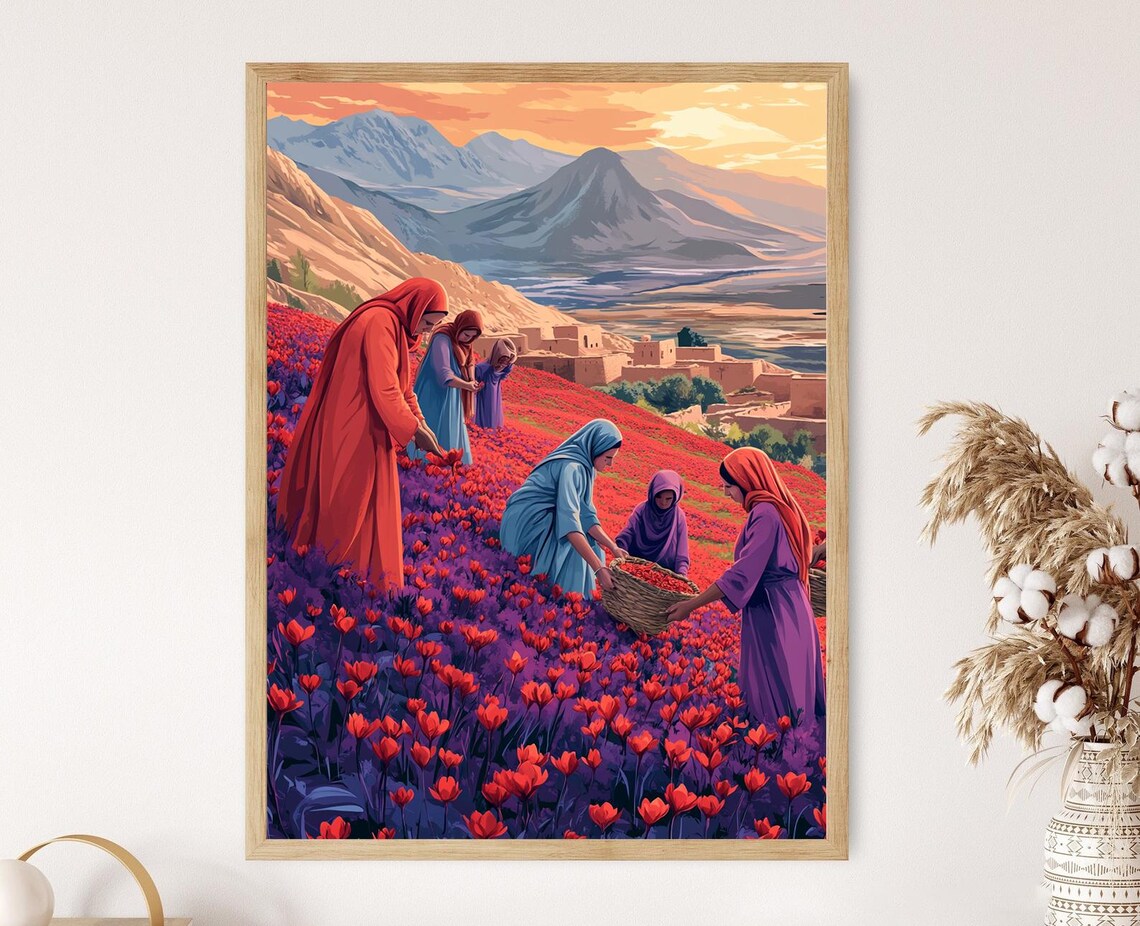 Farah Saffron Harvest, Afghan Village Scene