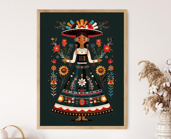 Peruvian Dress Illustration, Traditional Peru Art