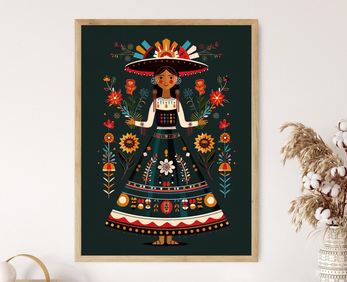 Peruvian Dress Illustration, Traditional Peru Art