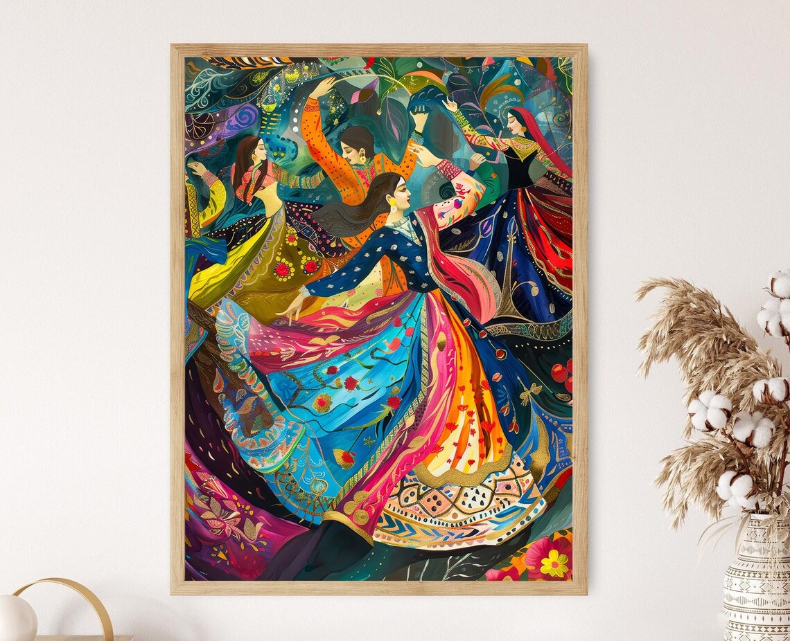 Pakistani Folk Dancers Painting, Cultural Dance Art Print