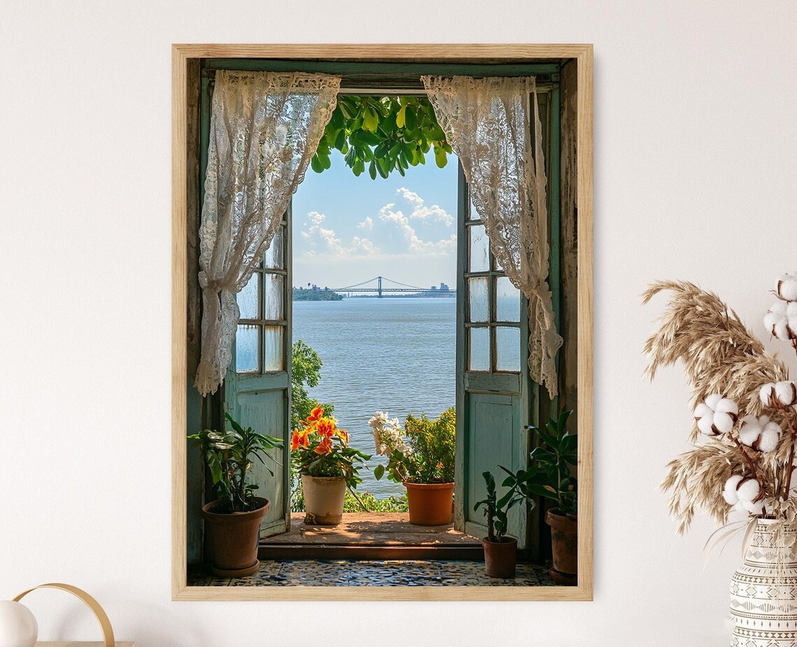 Maracaibo Open Window View, Tropical Lake Decor