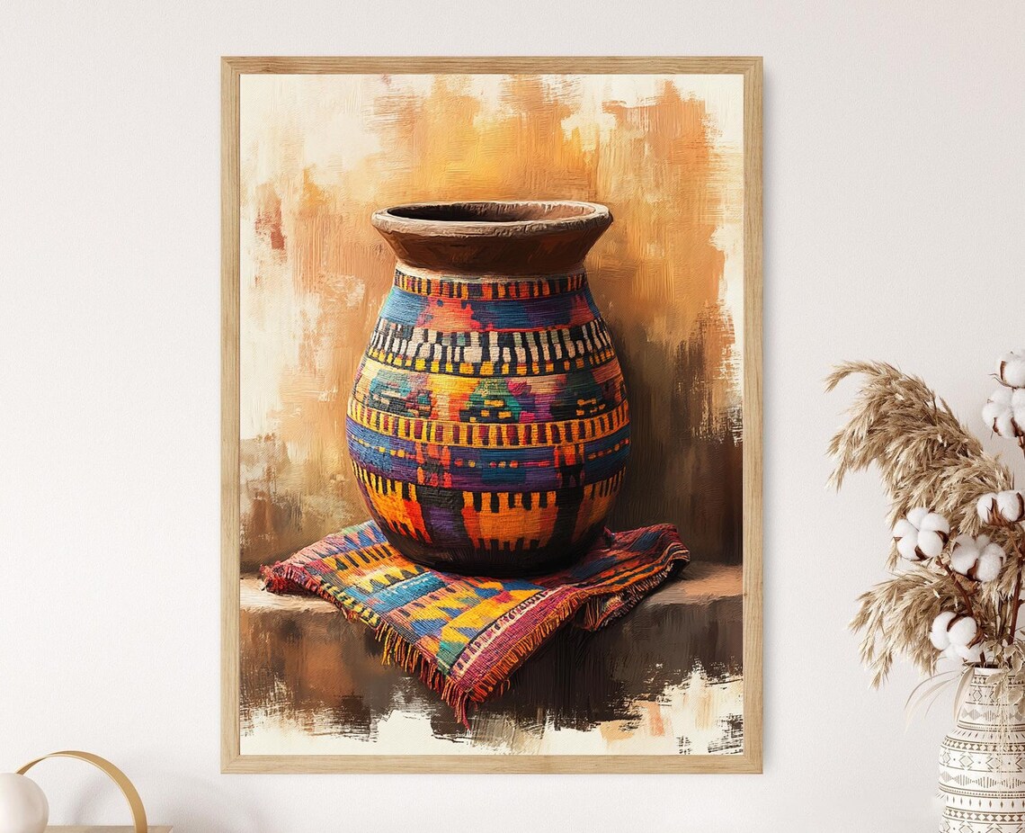 Ghanaian Kente Cloth Art Print Colorful African Textile Poster