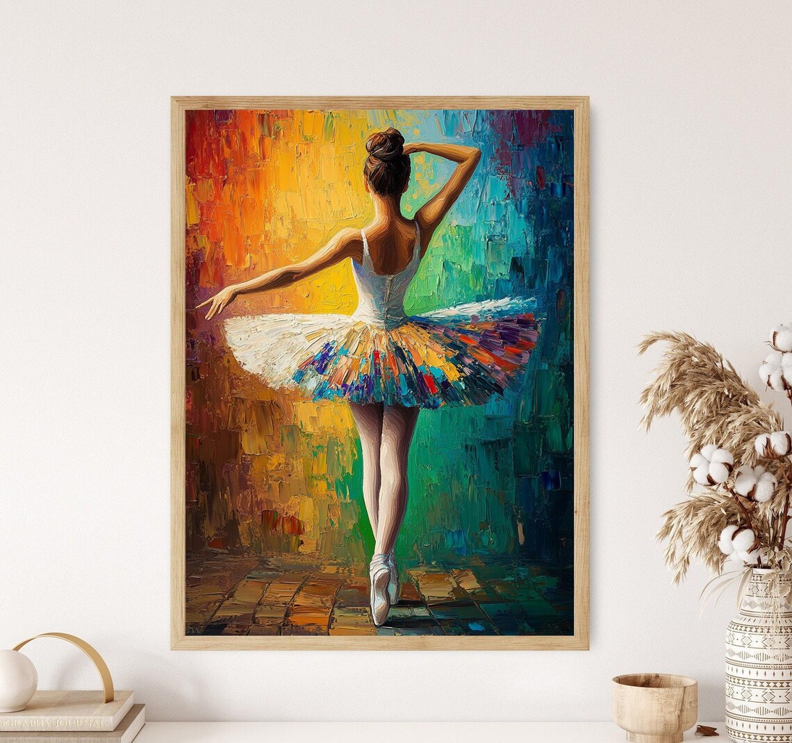 Elegant Ballet Dancer, Colorful Tutu Wall Art