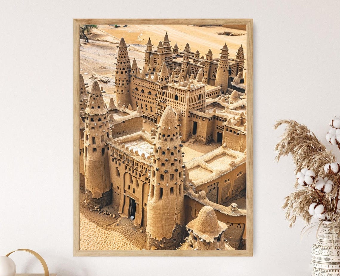 Djenne Mud Mosque Art Print Intricate Architecture And Cultural Significance