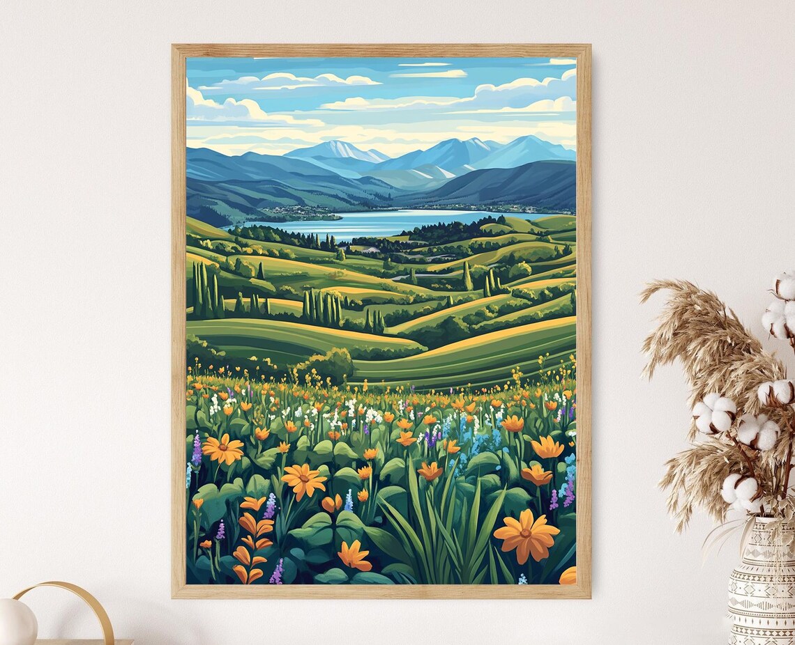 Okanagan Valley Art Print, Orchard And Vineyard Landscape