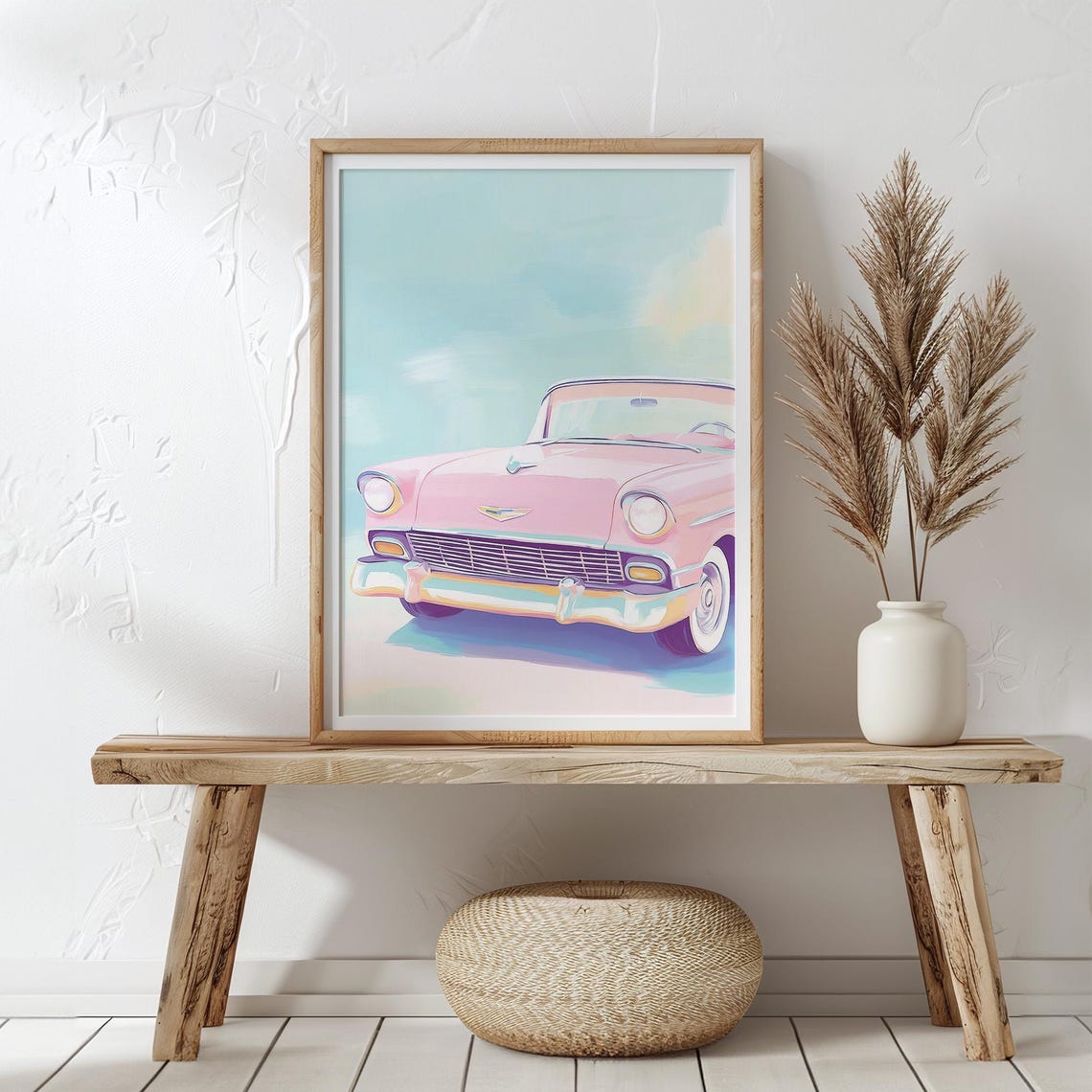 Pink Vintage Classic Car Poster Retro 1950s Pastel Automotive Art - Image 4