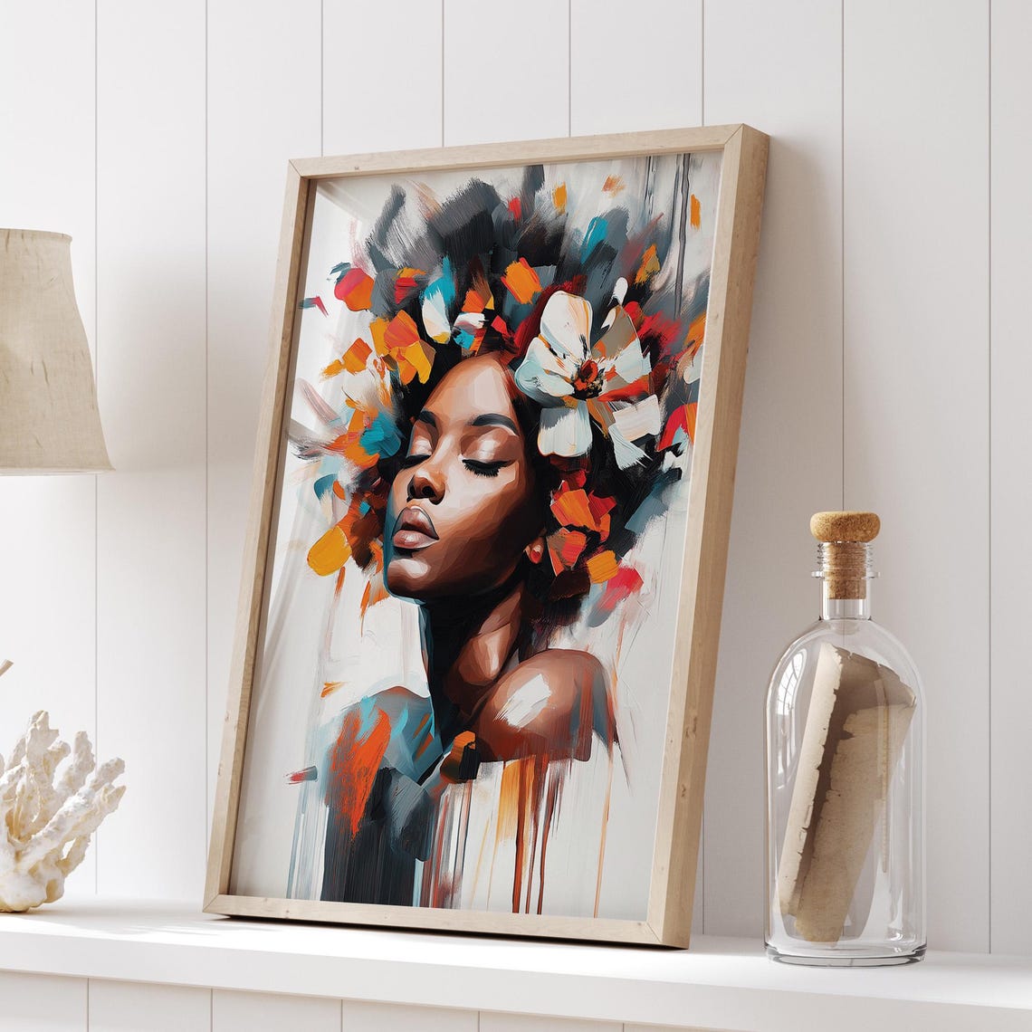 Floral Portrait Wall Art Bold Colorful Woman Poster Modern Wall Print Flower Crown Wall Art Artistic Home Decor - Image 5