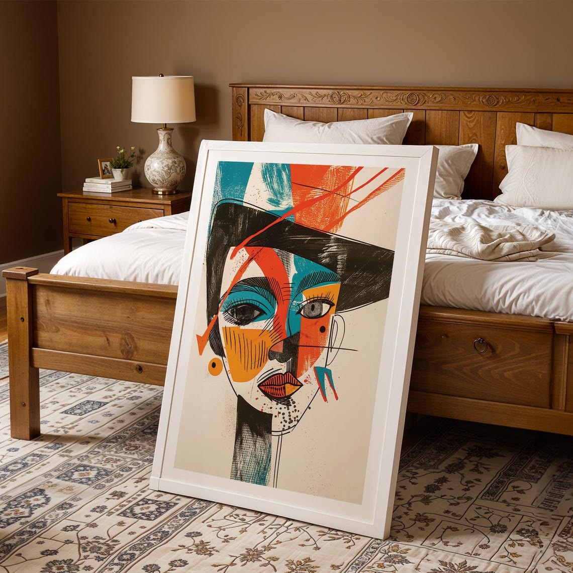 Abstract Face Wall Art Vibrant Modern Portrait Bold Cubist Style Print Modern Home Or Office Decor Wall Print - Image 2