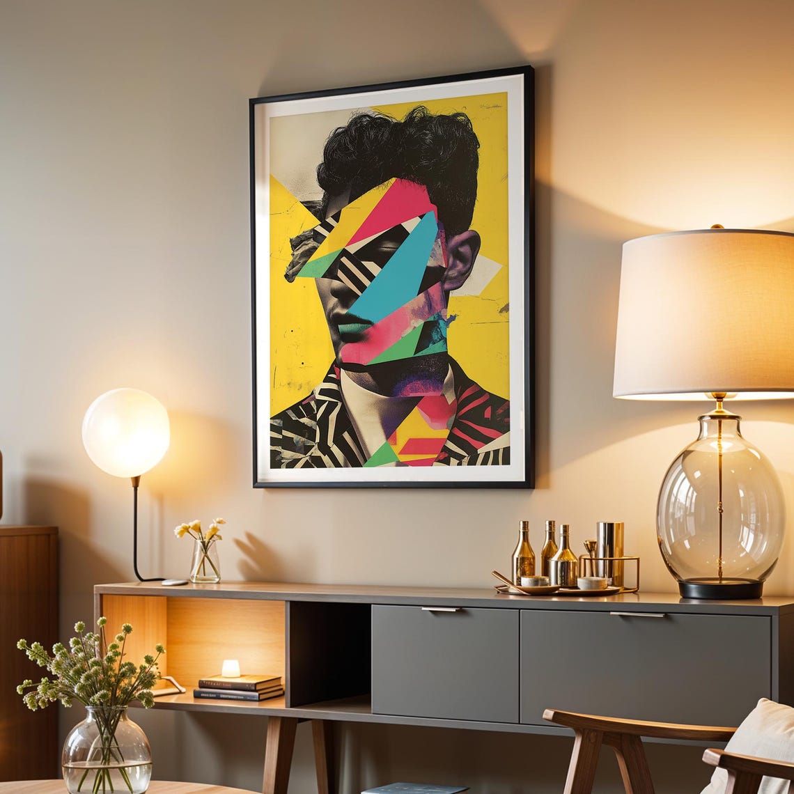 Abstract Portrait Wall Art Modern Geometric Vibrant Pop Art Print For Trendy And Modern Home Decor Wall Print - Image 5
