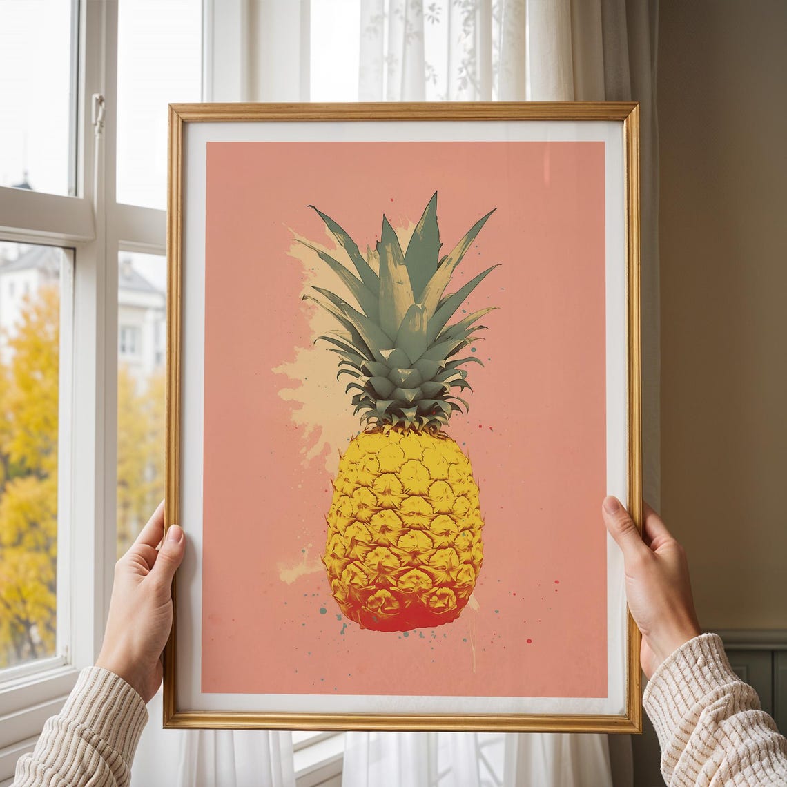Pineapple Pop Art Poster on Pink Modern Tropical Fruit Decor - Image 3