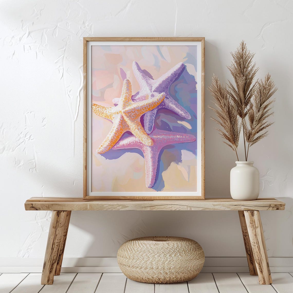 Pastel Starfish Trio Beach Poster Coastal Summer Ocean Decor - Image 3