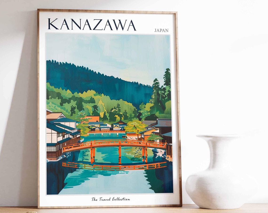Kanazawa Poster Japan Travel Print Japanese Decor Asia Travel Poster Asian Wall Art City Print Kanazawa Gift Kanazawa Travel Poster
