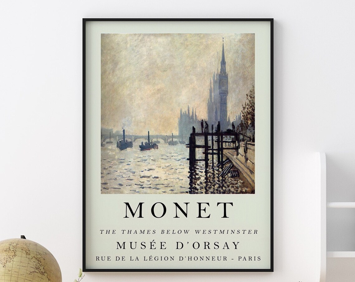 Monet Exhibition Poster, Thames Below Westminster London - Image 3