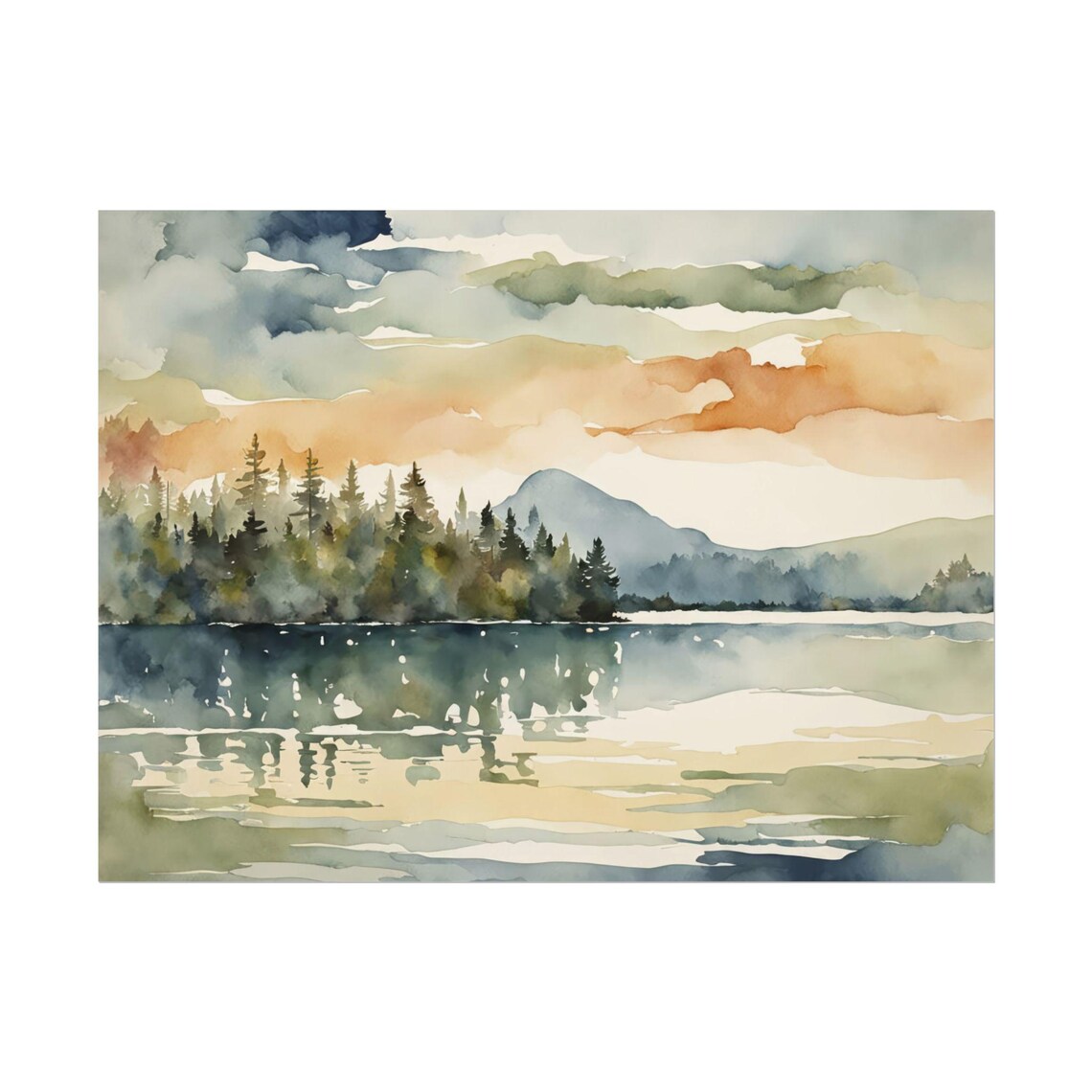 Moosehead Lake Sunset Landscape Print, Maine