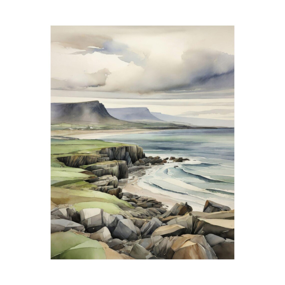 Ballyvaughan Coast Travel Poster, Irish Seascape