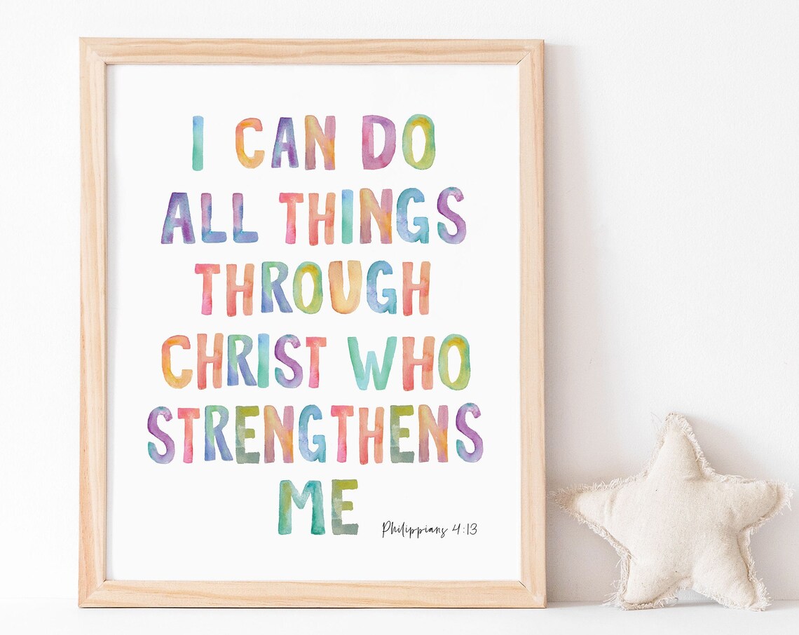 Philippians 4:13 Bible Verse Art Print for Nursery