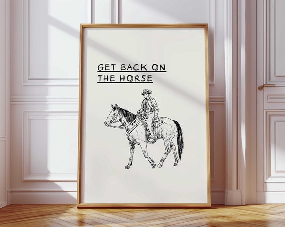 Vintage Cowboy Poster Minimalist Western Wall Art Cowboy Quote Print Retro Horseback Riding Poster Western Home Decor Wild West Print Black