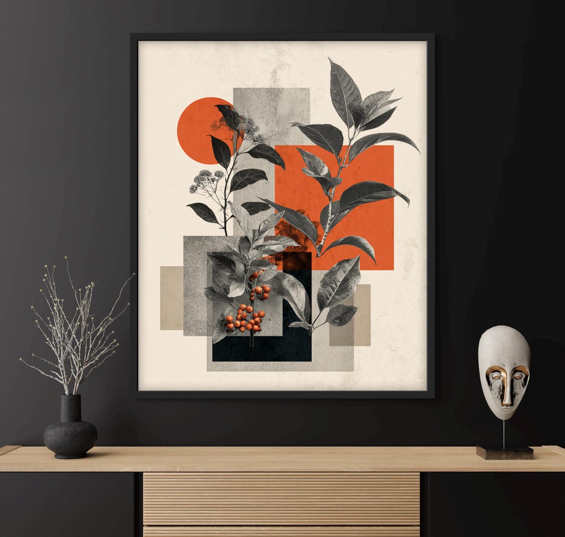 Bold Geometric White Black Modern Abstract Wall Art
