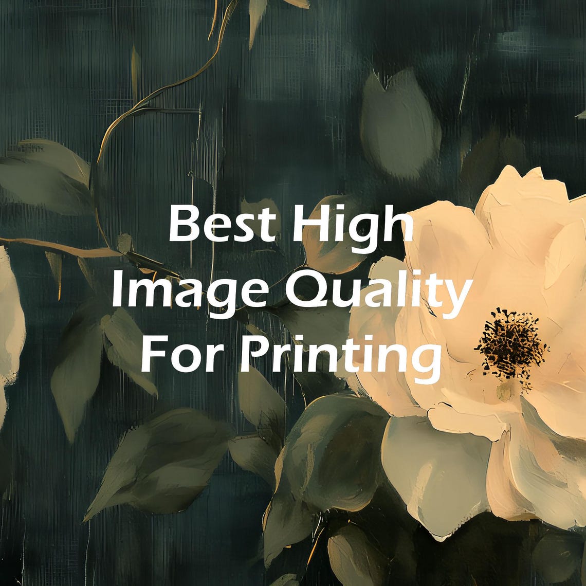 Cream Roses on Dark Background Moody Vintage Floral Oil Poster - Image 4