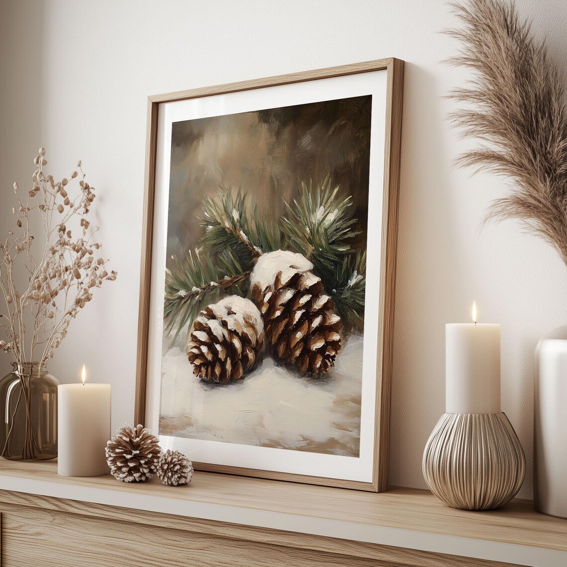 Rustic Cones Candle Decoration, Winter Decor - Image 4