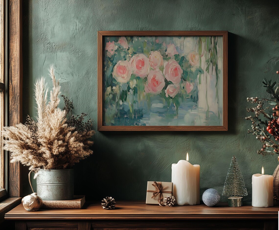Pink Roses Bouquet Soft Impressionist Floral Oil Painting Poster - Image 5