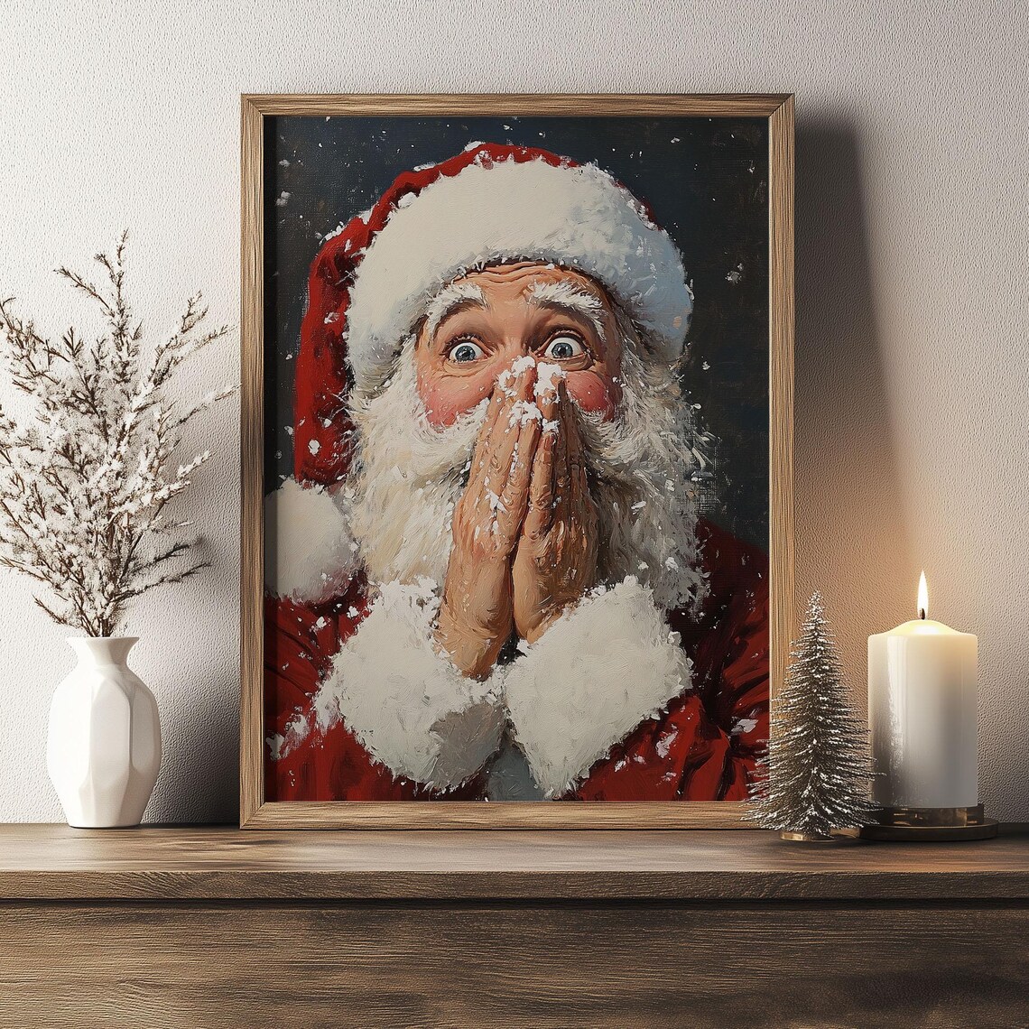 Santa Claus Funny Portrait, Christmas Wall Art - Image 4