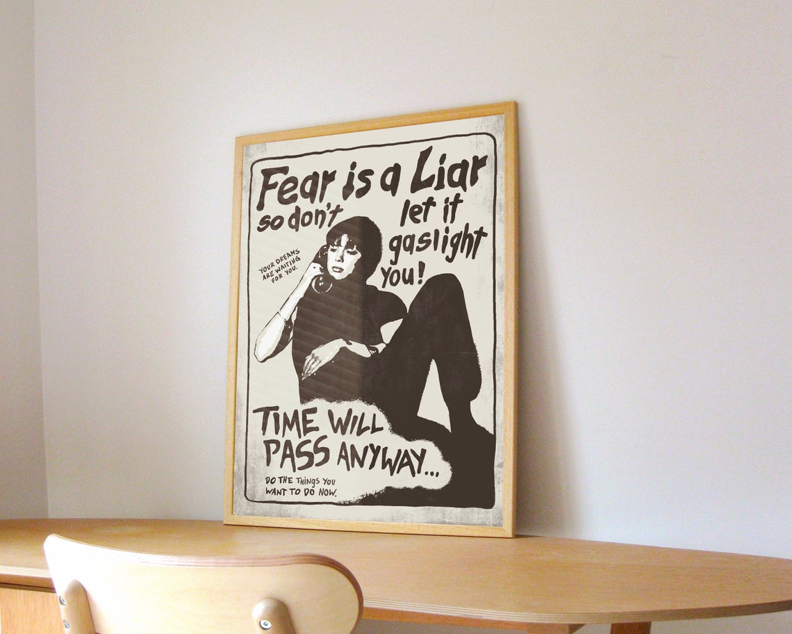 Fear Is a Liar Bold Retro Typography Punk Style Motivational Poster - Image 2