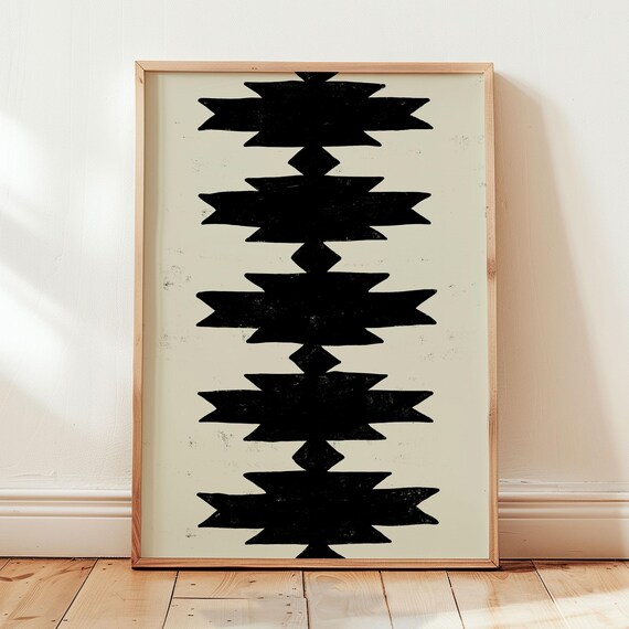 Aztec Pattern Boho Western Art Print, Gothic