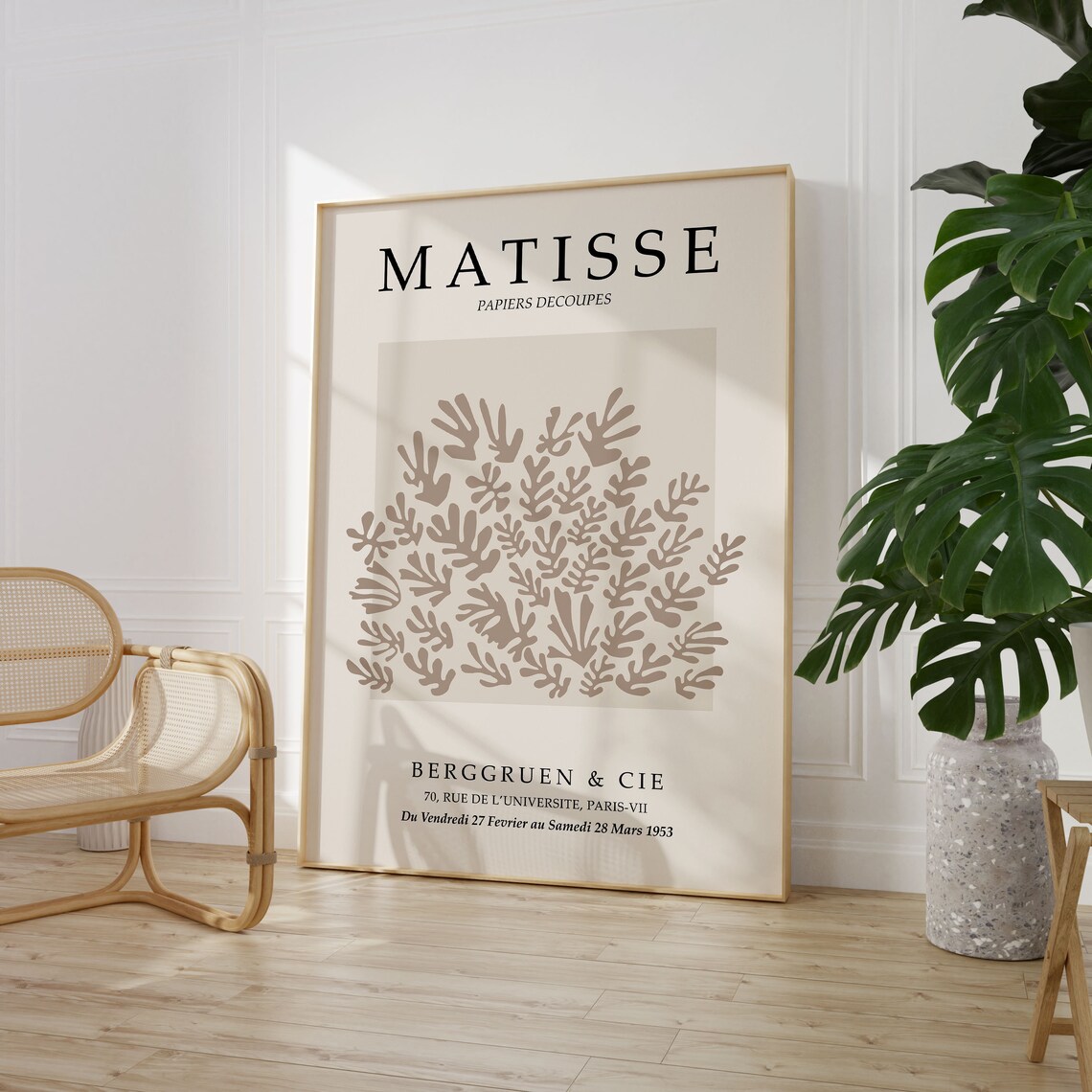 Matisse Berggruen Cie 1953 Exhibition Poster Beige Cutout Leaves Art