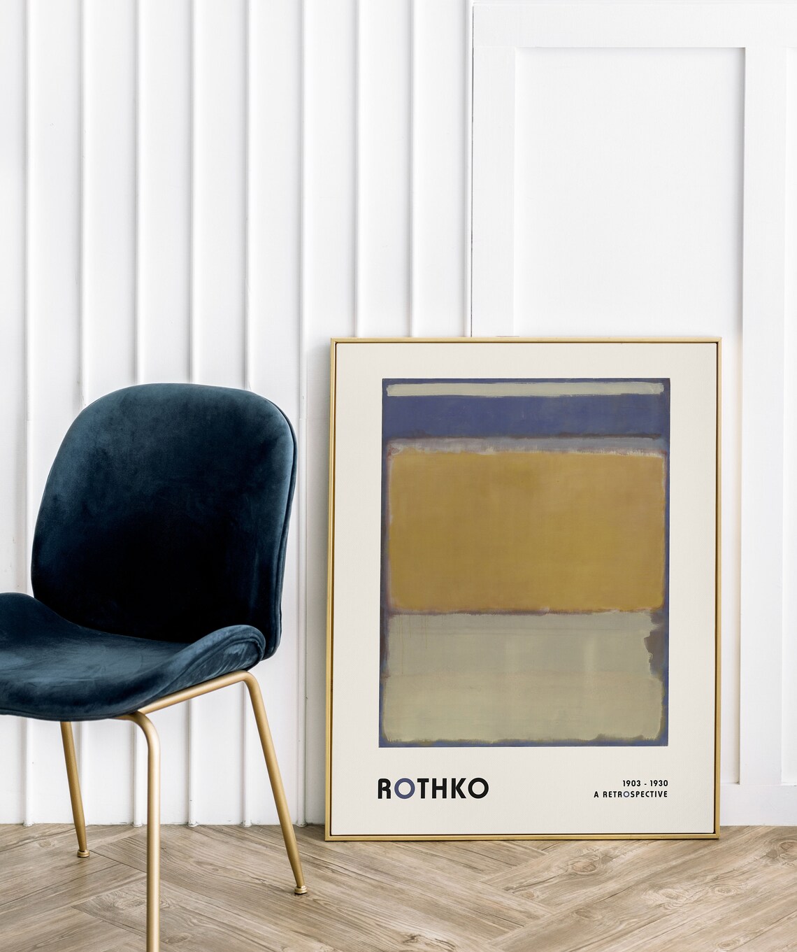 Mark Rothko Navy Mustard Gold Color Block Retrospective Art Poster - Image 5