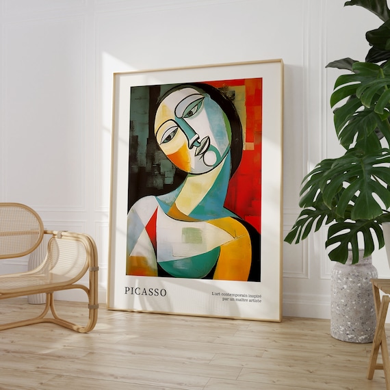 Pablo Picasso Abstract Woman Portrait Wall Art Print Vintage Maximalist Geometric Poster Famous Artist Print Instant