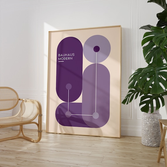 Purple Bauhaus Modern Monochrome Geometric Abstract Wall Poster