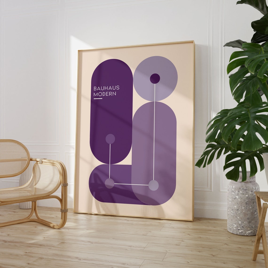 Purple Bauhaus Modern Monochrome Geometric Abstract Wall Poster