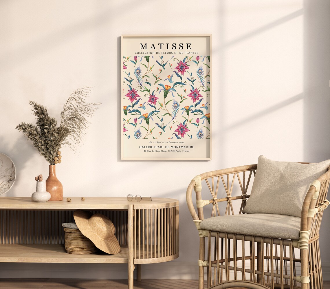 Matisse Flower Market Pink Bloom Botanical 1989 Paris Exhibition Poster - Image 3