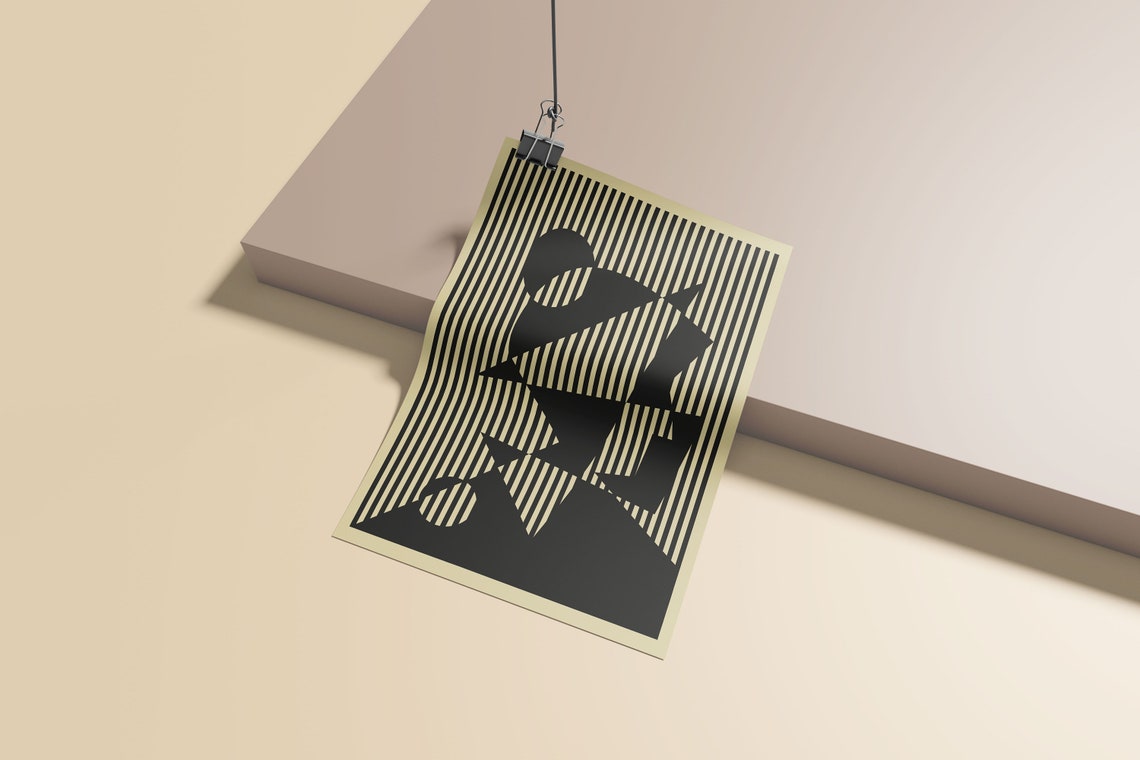 Bauhaus Striped Geometric Black Op Art Style Abstract Poster - Image 5