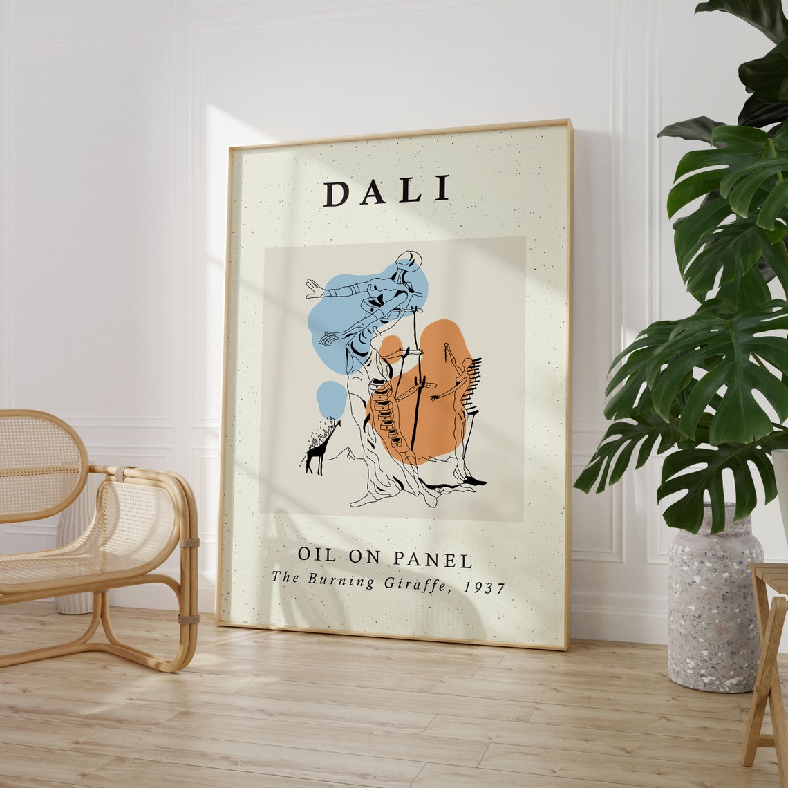 Salvador Dali The Burning Giraffe 1937 Line Art Surrealist Poster