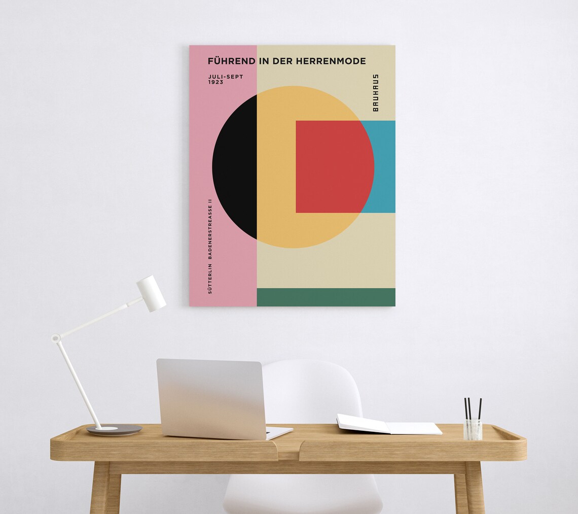 Pink Geometric Bauhaus Museum Exhibition Poster - Image 5