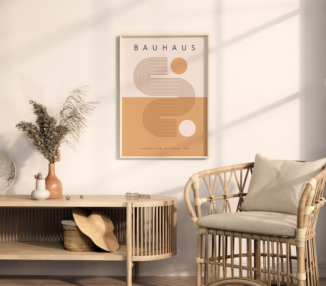 Bauhaus 1923 Exhibition Geometric Abstract Burnt Orange Retro Poster - Image 5