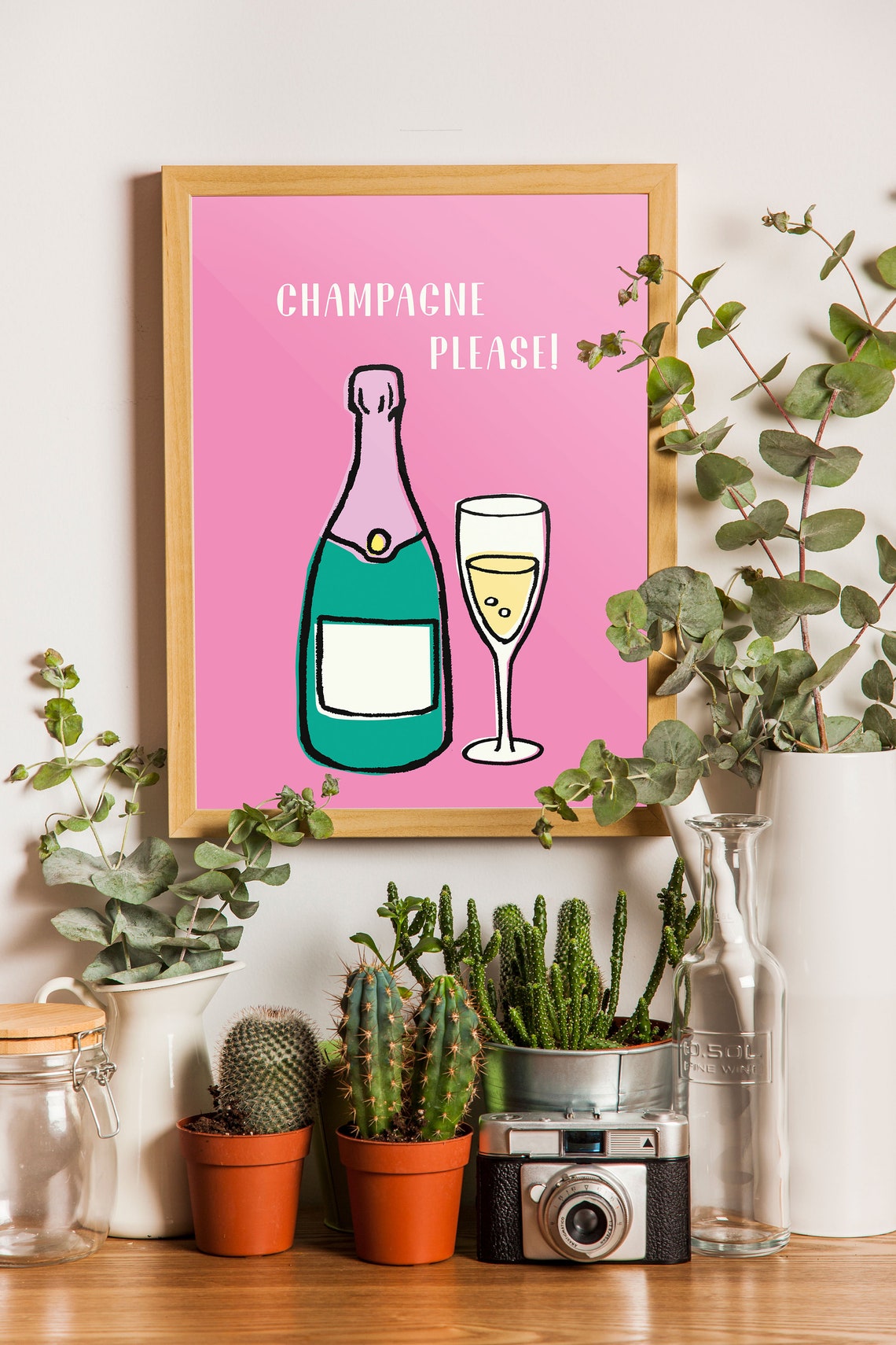 Champagne Please Funny Quote Pink Bar Decor Party Wall Decor Poster - Image 5