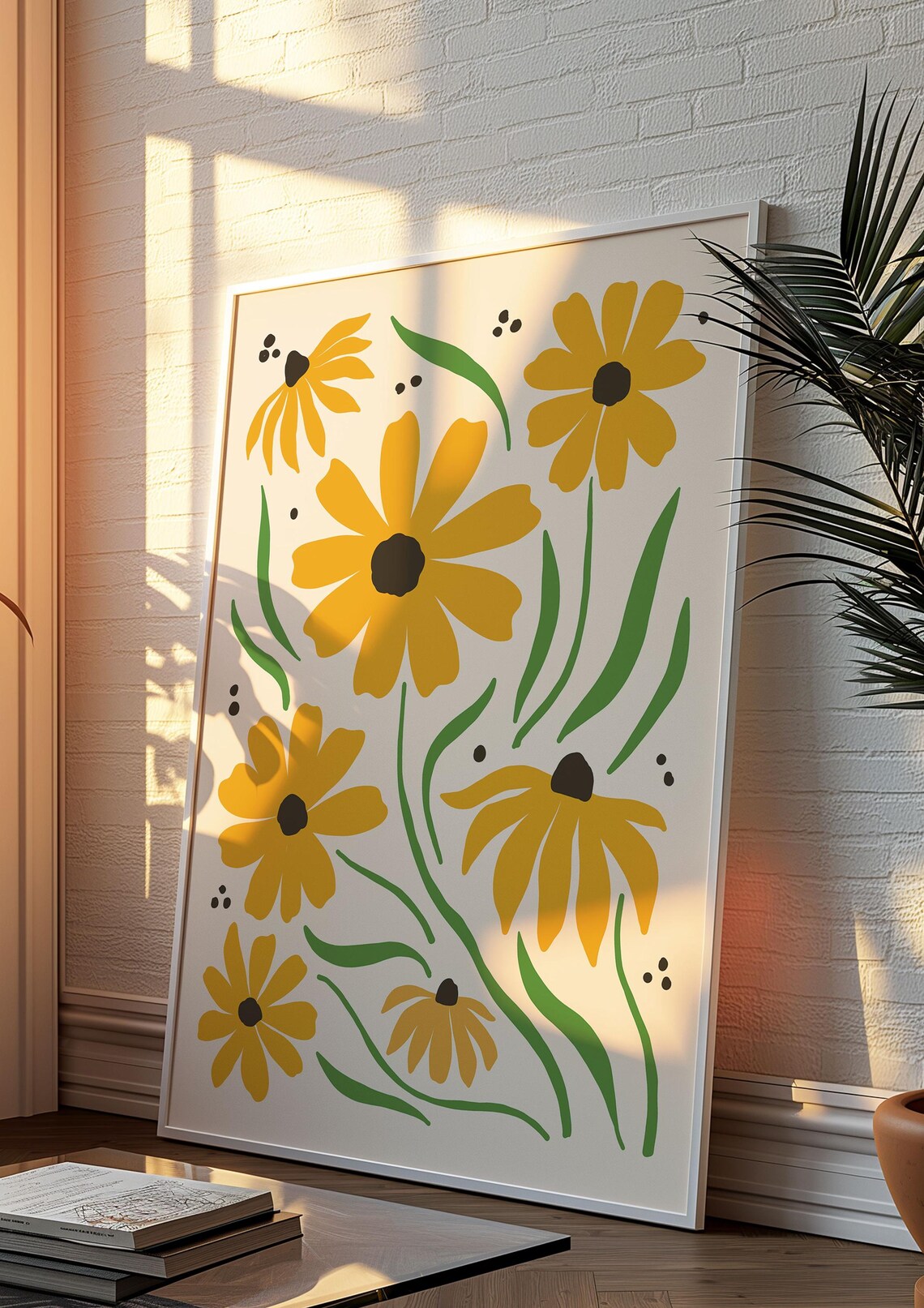 Golden Yellow Daisy Maximalist Flower Market Illustration Poster - Image 3