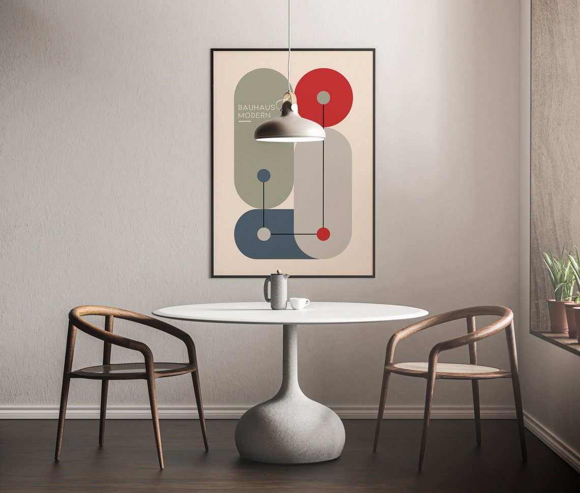 Bauhaus Modern Geometric Abstract Red Circle Color Block Art Poster - Image 5